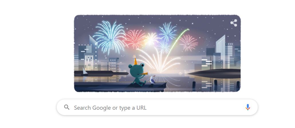 नए साल का स्वागत New Year's Eve doodle के साथ कर रहा गूगल-Youth EXpress